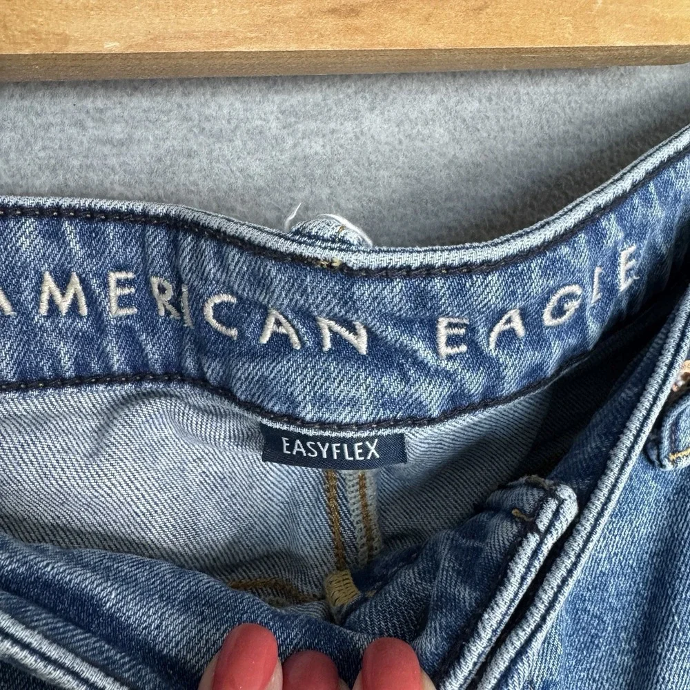 American‎ Eagle EASYFLEX Men's Slim Straight Jeans 36x30 Light Blue Distressed